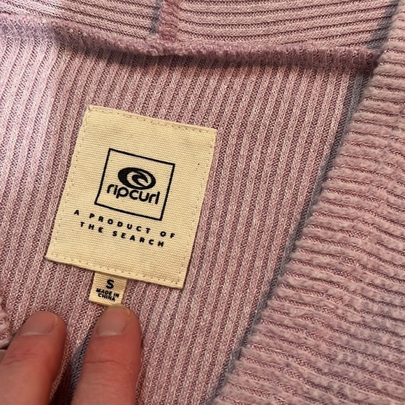 Rip Curl Lilac V Neck Hoodie - Size S w/Sherpa Checkered Zippered Pouch - Picture 5 of 7